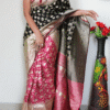 black red jacquard silk ready to wear saree