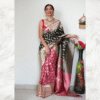 black red jacquard silk ready to wear saree