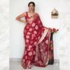 red jacquard silk ready to wear saree