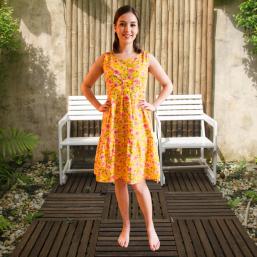 Yellow floral summer dress
