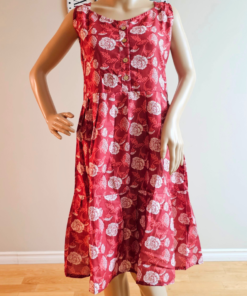 Red floral sleeveless midi dress
