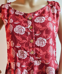 Red floral sleeveless midi dress