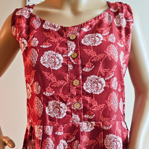 Red floral sleeveless midi dress
