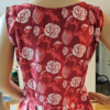 Red floral sleeveless midi dress