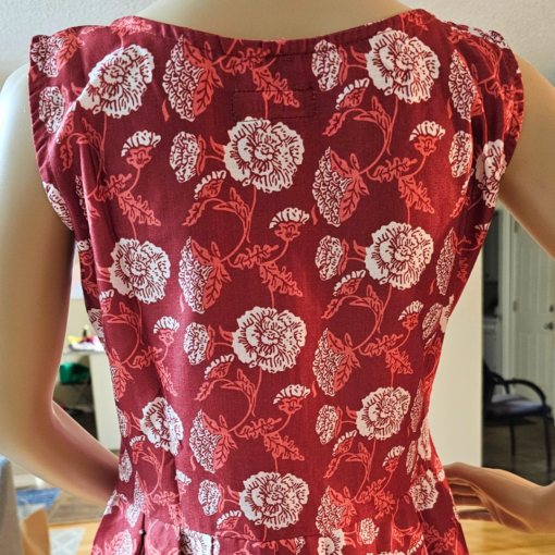 Red floral sleeveless midi dress