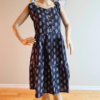 Navy leaf print midi dress