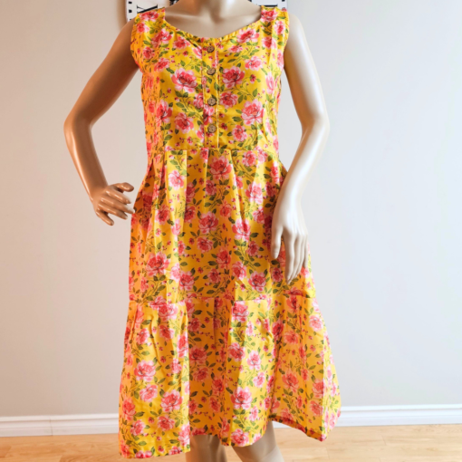 Yellow floral summer dress