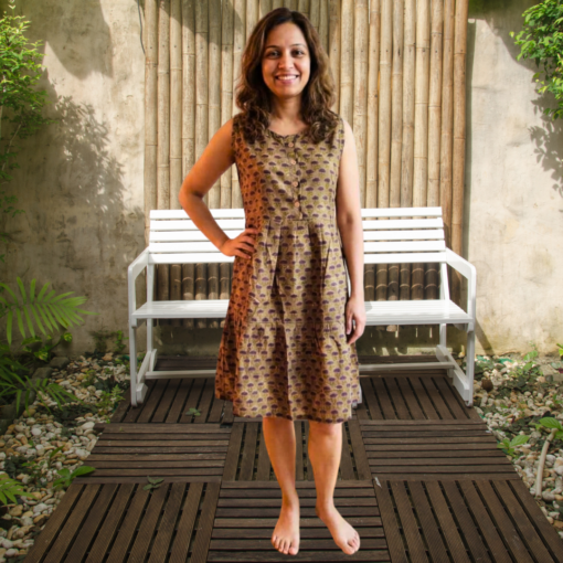 Olive green sleeveless midi dress