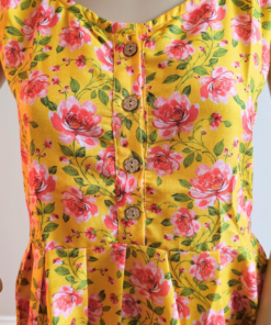 Yellow floral summer dress