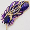 multicolored peacock feather brooch