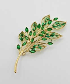 green crystal branch brooch
