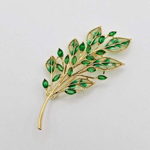 green crystal branch brooch