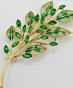 green crystal branch brooch
