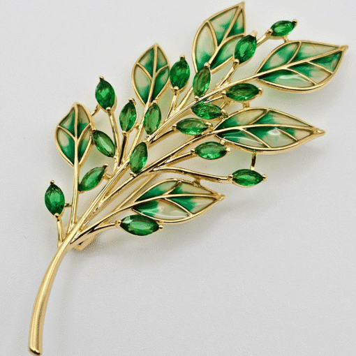 green crystal branch brooch