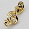 golden microphone brooch pin